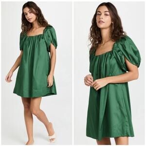 Rebecca Taylor Tulip Sleeve cotton baby doll dress in emerald size 2